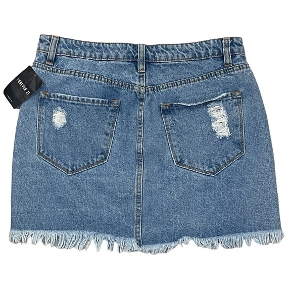 Forever 21 Zipper Mini Skirt Size Large Denim New - Picture 6 of 9